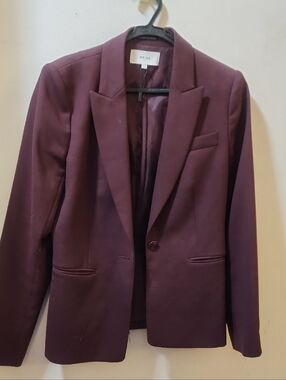 Reiss Wine Single-Button Tailored Blazer